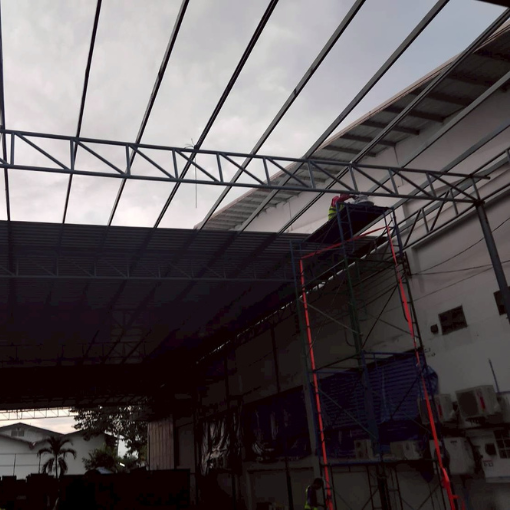 งานติดตั้งหลังคา และทำระบบไฟส่องสว่าง,Roof installation and lighting system setup,Lear Corporation Southeast Asia Co.,Ltd. , Prachin Buri